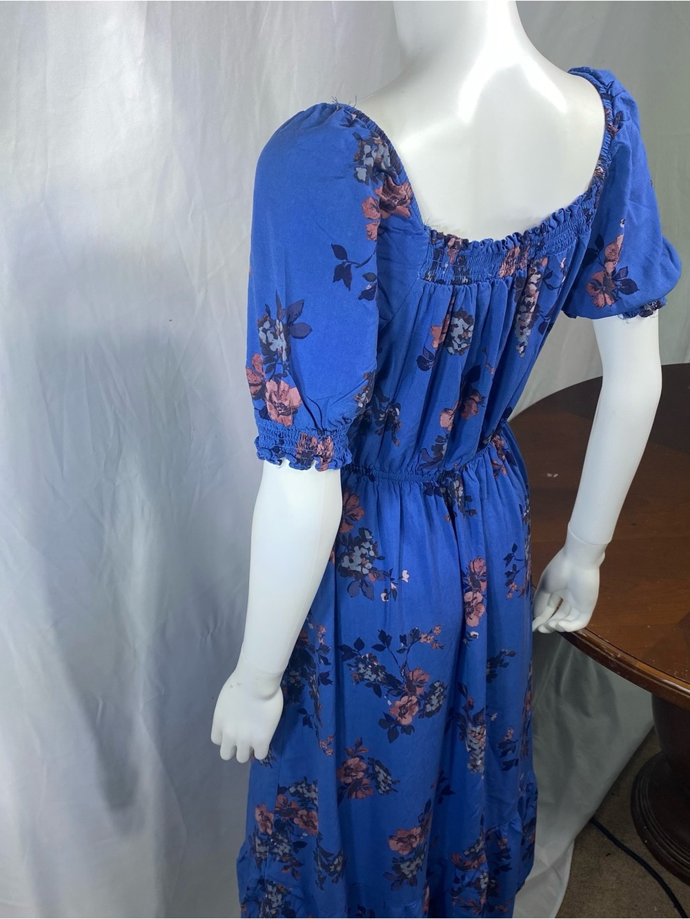 Wallflower Royal Blue Floral Maxi Dress with Puff Sleeves - Picture 4 of 5